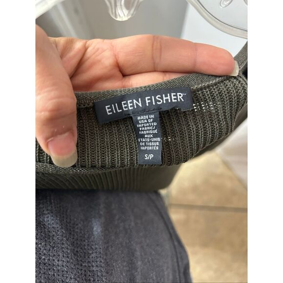 Eileen Fisher Sleek Tencel Rib Pullover olive green long sleeve top size S - Picture 3 of 3